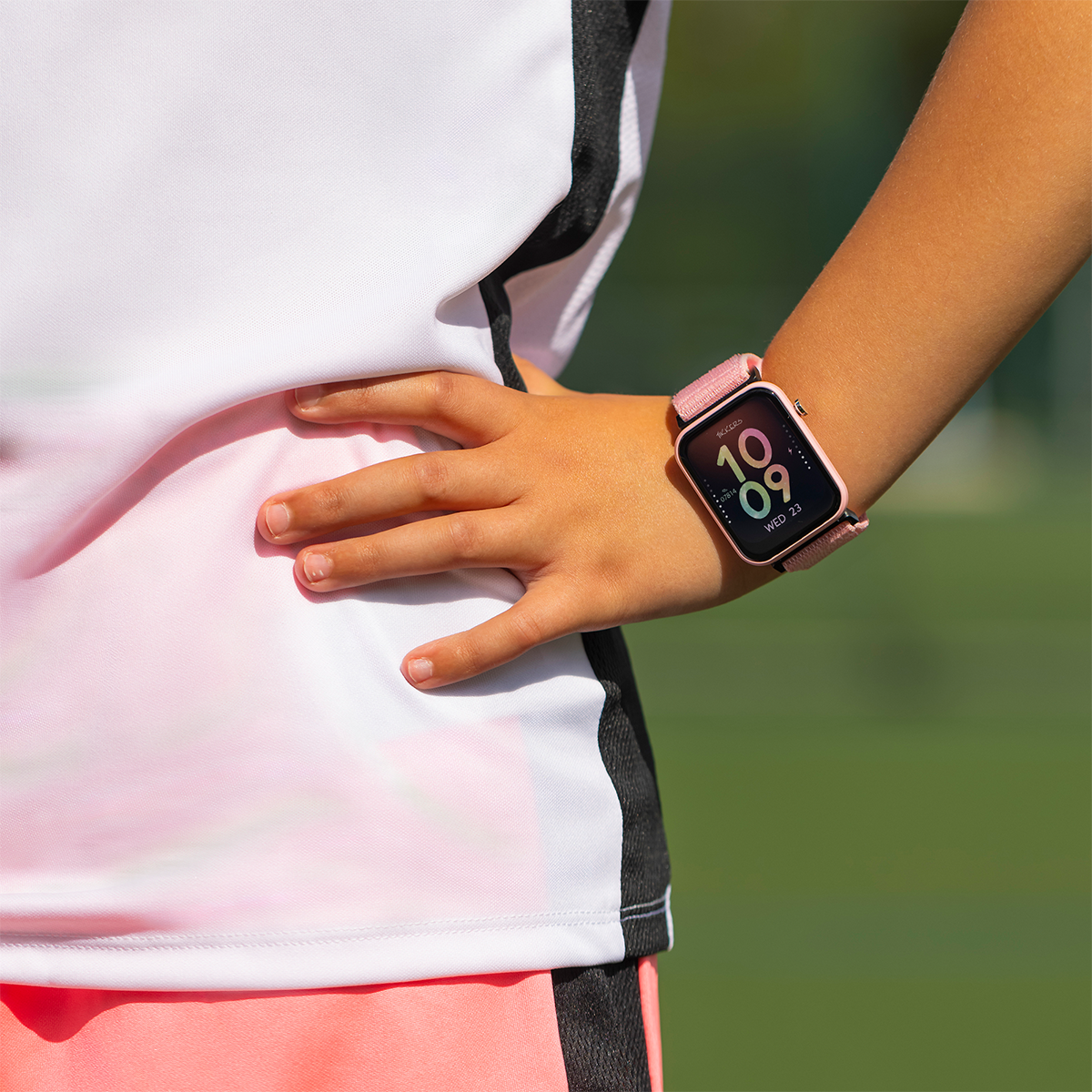 Tikkers Smart Series 13 Pink Riptape Strap Smart Watch - TKS13-0023