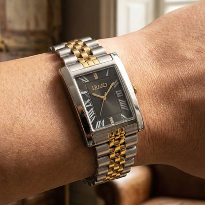 Liu Jo Imperia Black Dial Dual tone Silver & Gold Stainless Steel Watch - TLJ2651