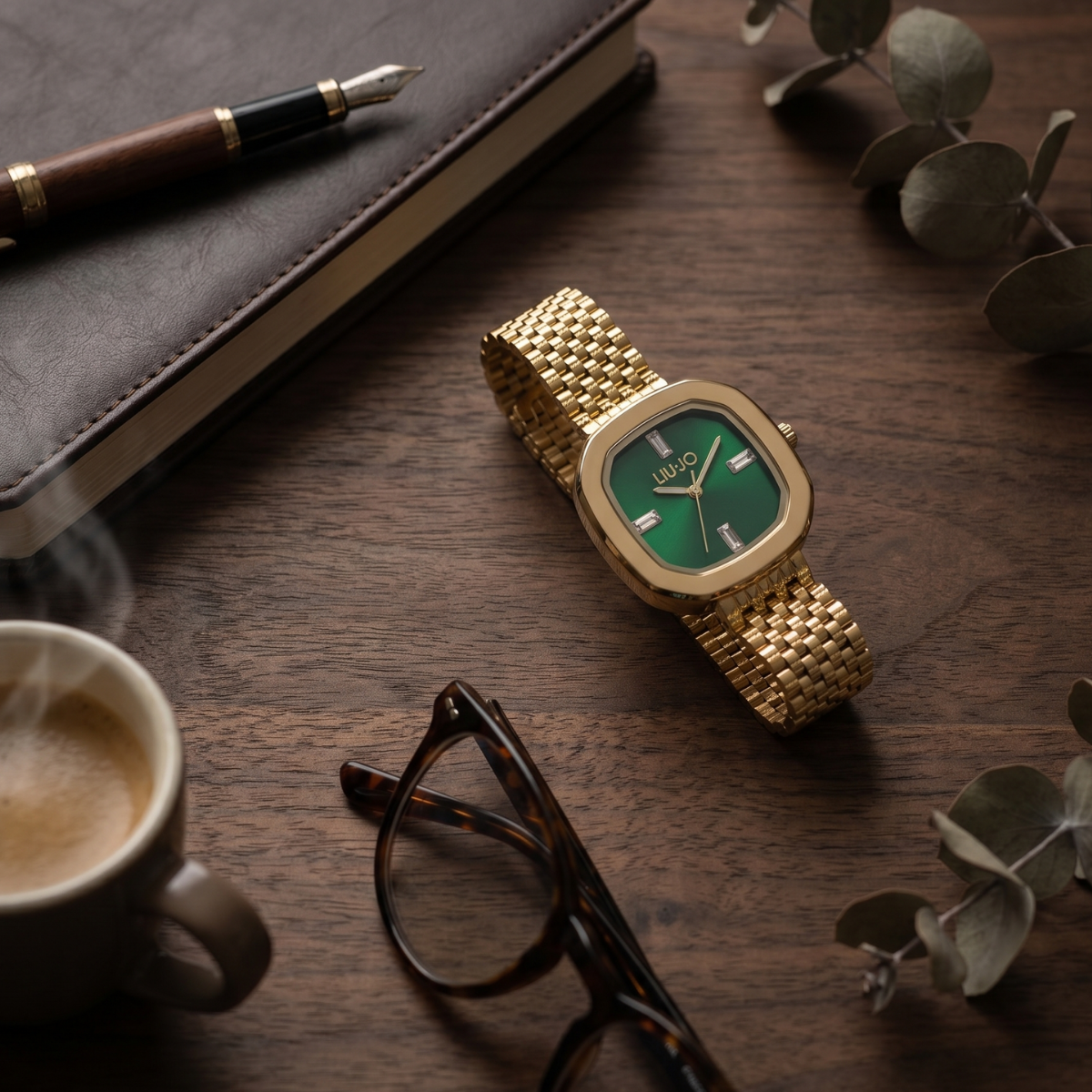 Liu Jo Catena Green Dial Gold Stainless Steel Watch - TLJ2779