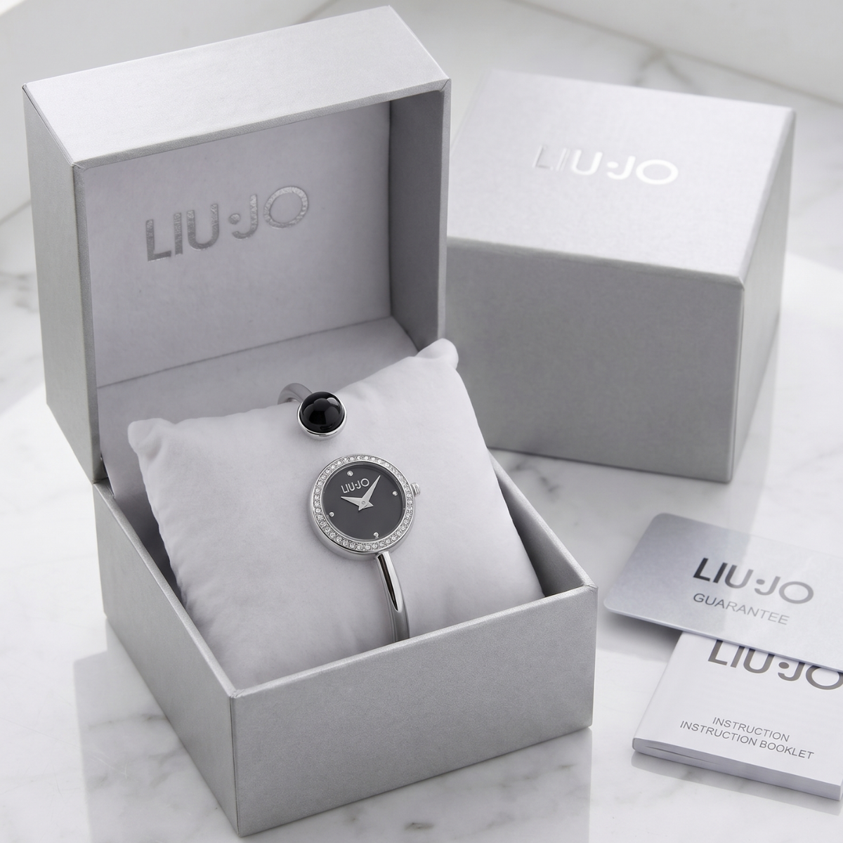 Liu Jo Pietra Obsidian Dial Silver Stainless Steel Watch - TLJ2809