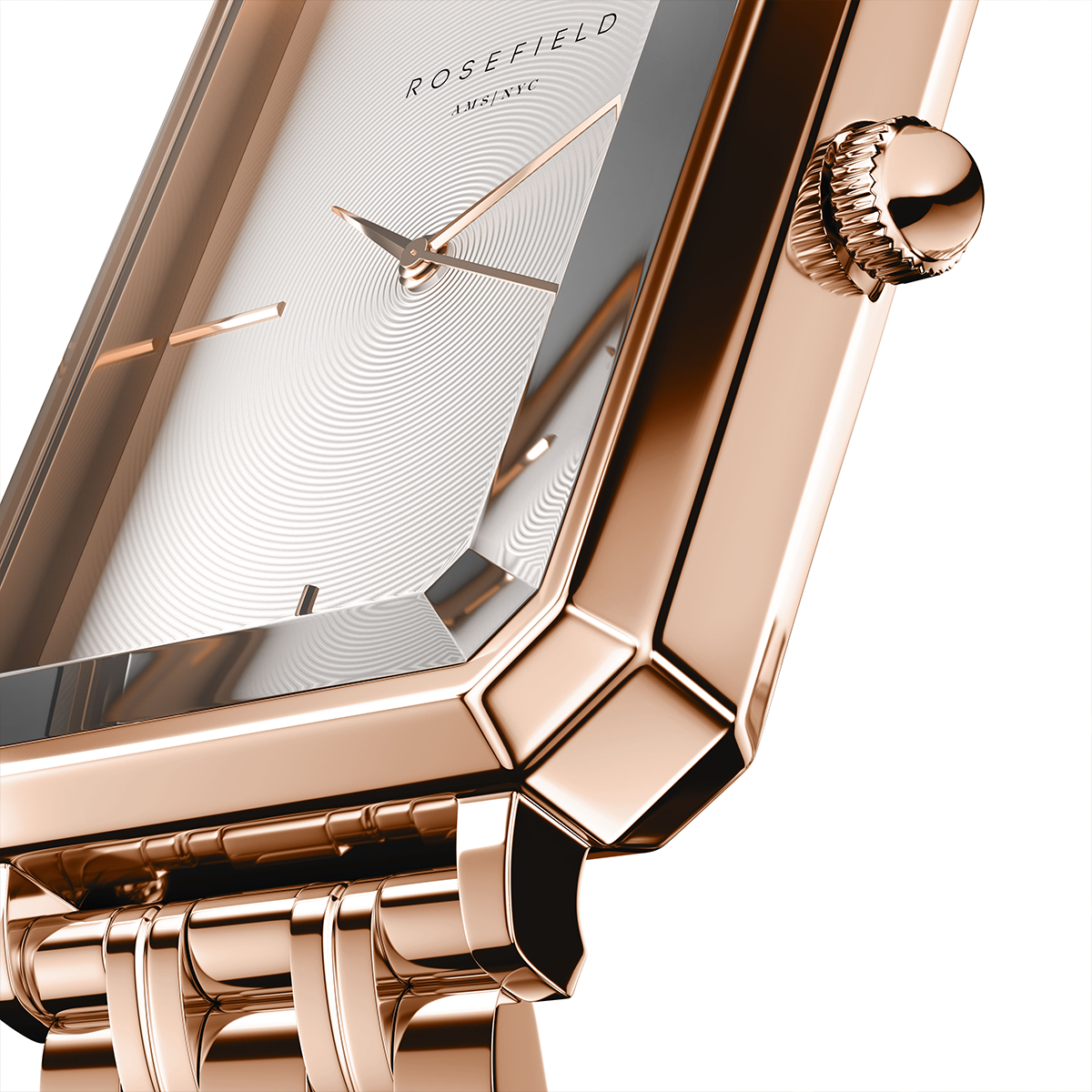 Rosefield The Octagon White Sunray Steel Rose Gold - OCWSRG-O42