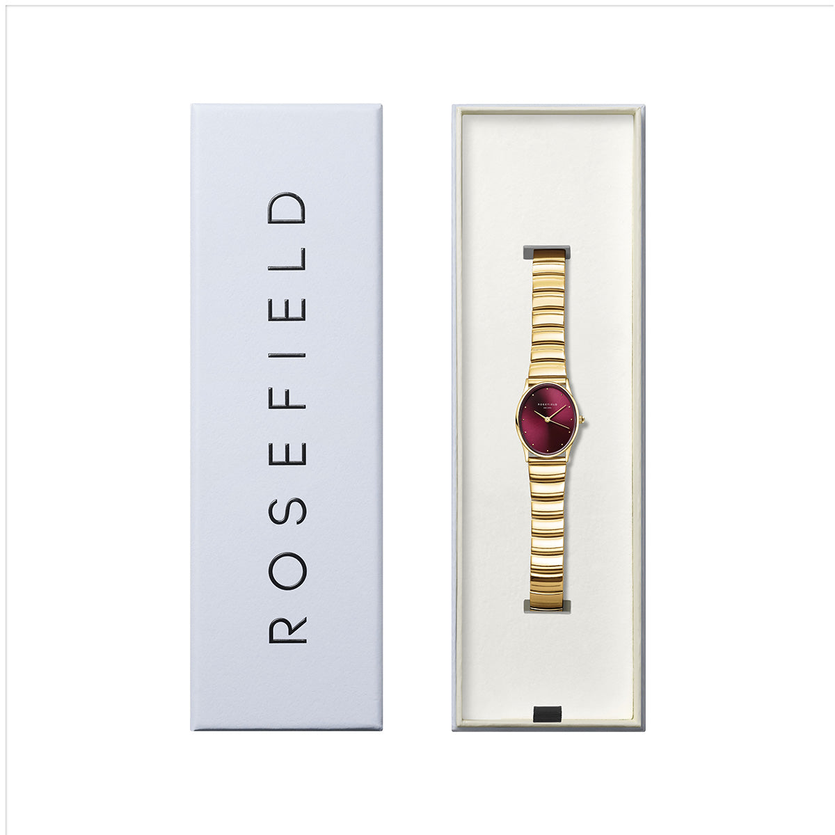 Rosefield Oval Burgundy Half-moon Steel Gold - OVGSG-OV15