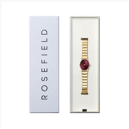 Rosefield Oval Burgundy Half-moon Steel Gold - OVGSG-OV15