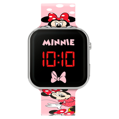 Minnie Mouse Pink Printed Strap Girls LED Watch - MN4369