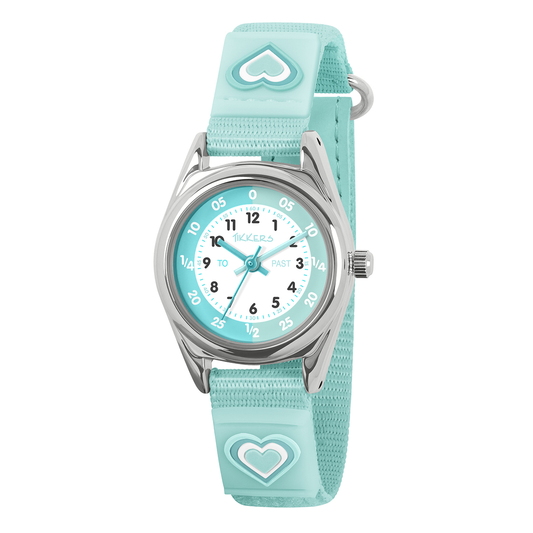 Tikkers Aqua Heart Strap Time Teacher Girls Watch - ATK1094