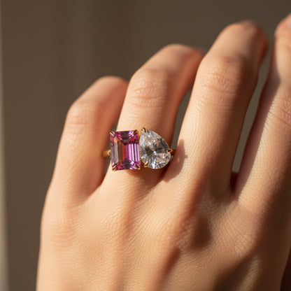 Liu Jo pink charm gold ring - LJ2551