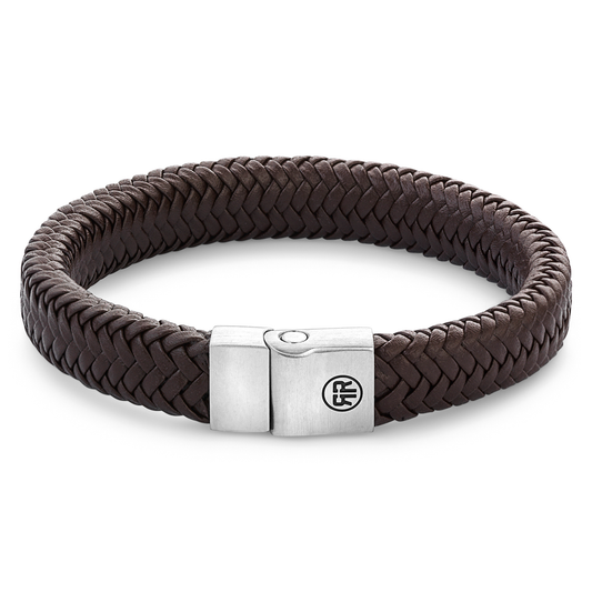 Full Metal Herringbone Brown Matt Bracelet - RR-M0022-S