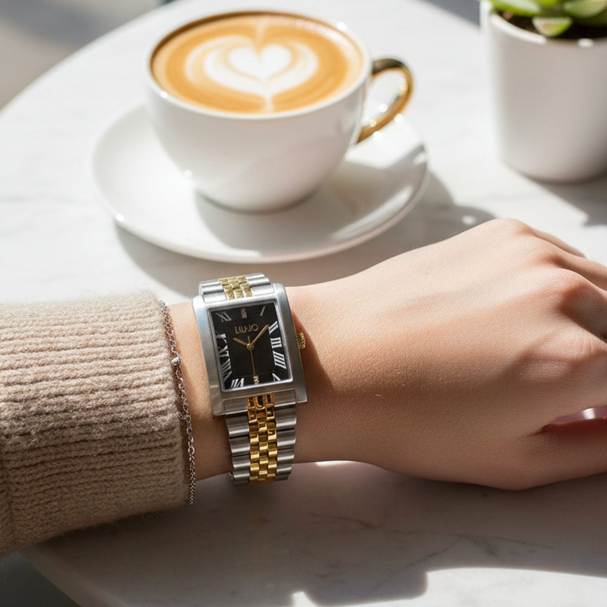 Liu Jo Imperia Black Dial Dual tone Silver & Gold Stainless Steel Watch - TLJ2651