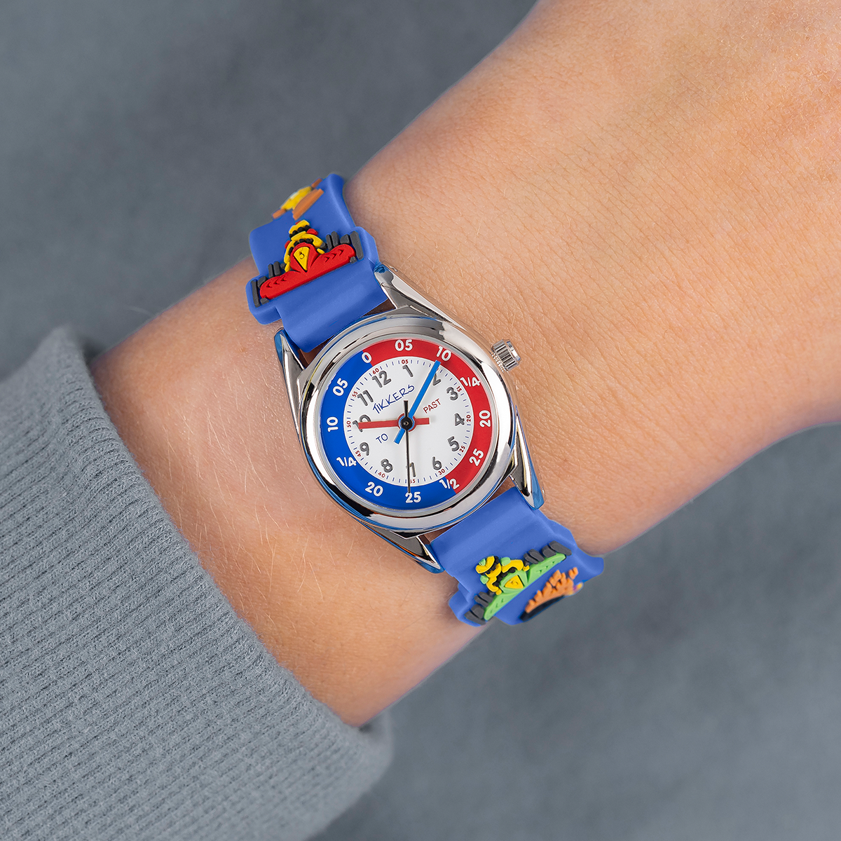 Tikkers 3D Racing Car Blue Silicone Strap Watch - ATK1096