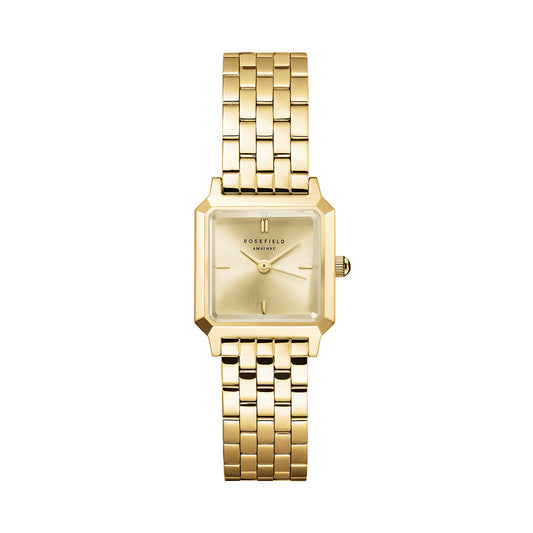 Rosefield The Boxelle Champagne dial Gold Steel Strap - BCGSG-B04