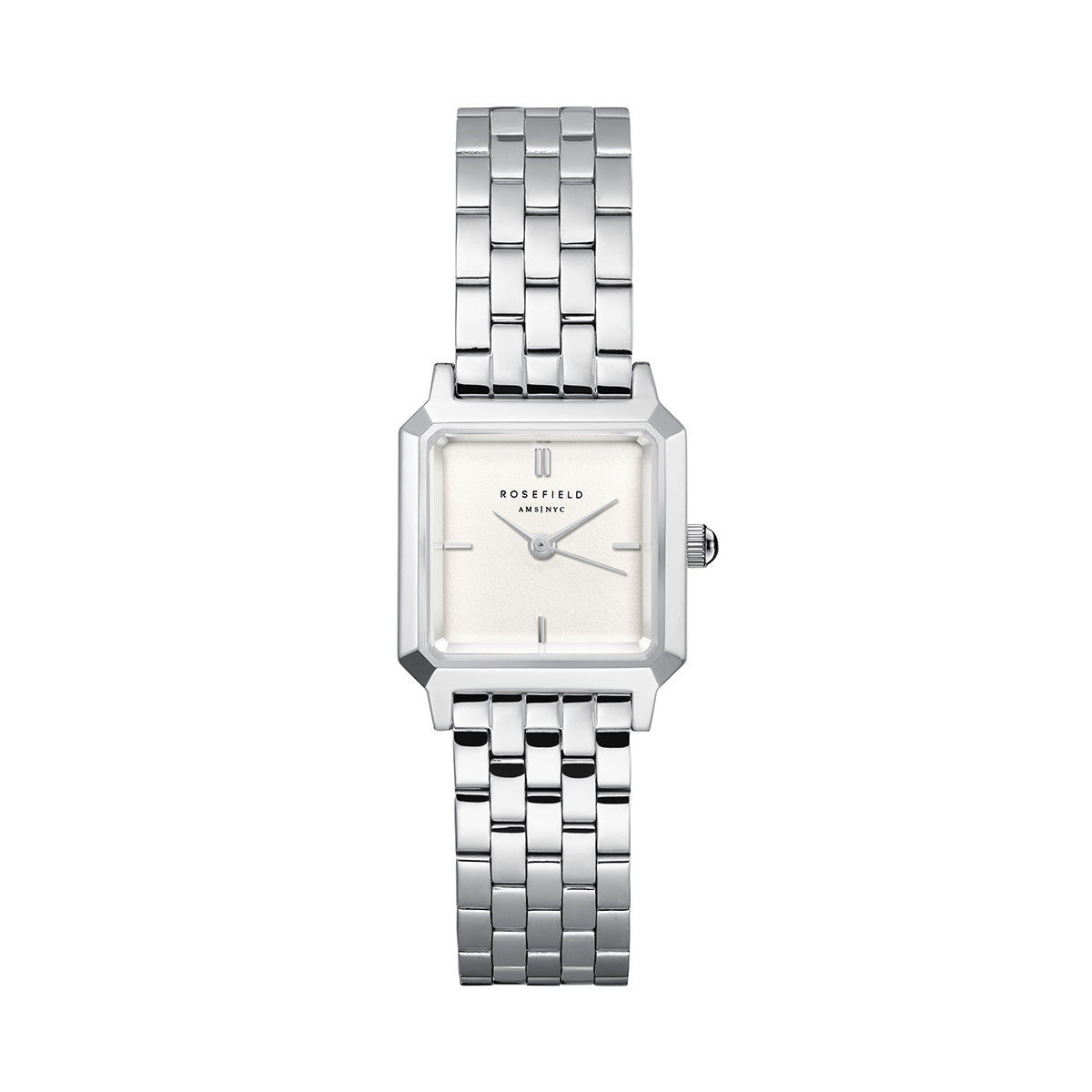 Rosefield The Boxelle White dial Silver Steel Strap - BWSSS-B02