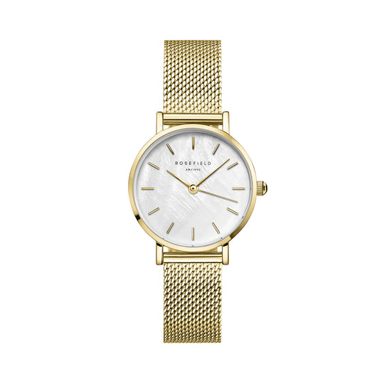 Rosefield Small Edit White MOP Mesh Gold -   SMGMG-S06
