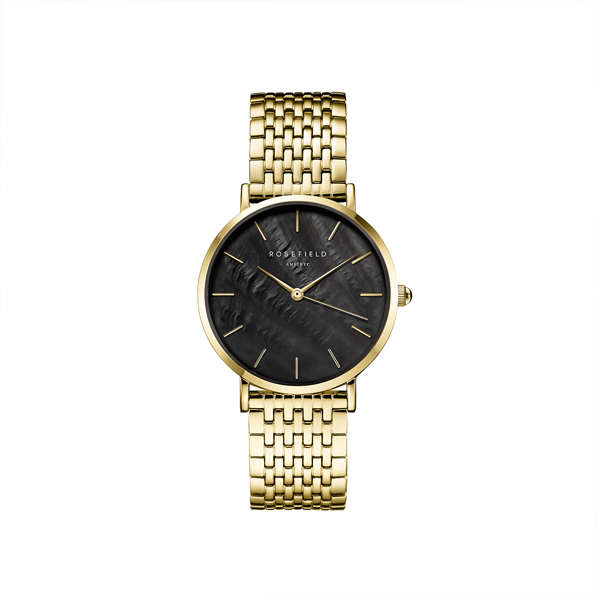 Rosefield Upper East Side Black MOP Steel Gold - UBGSG-U35