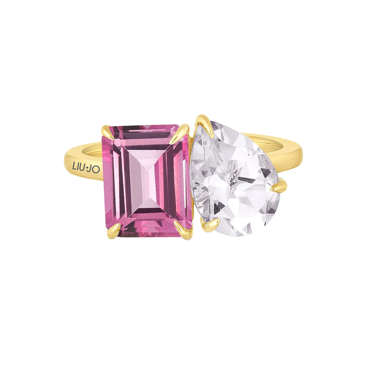Liu Jo pink charm gold ring - LJ2551