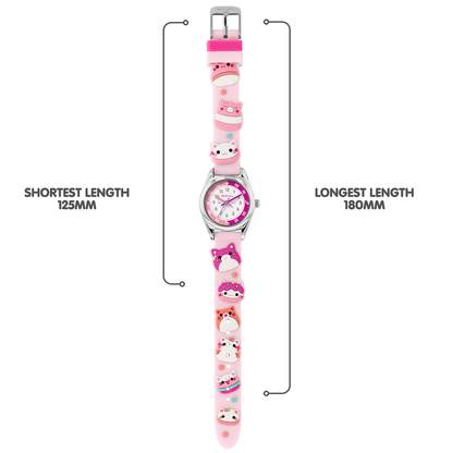 Tikkers 3D Cat Pink Silicone Strap Watch - ATK1097