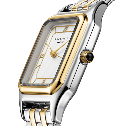 Rosefield Ivy White Gold Roman numbers Steel Strap Duotone - OCWDSD-OC03