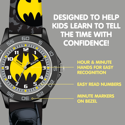 Batman Time Teacher Dial Quartz Watch with Silicone Strap for Kids - BAT9504