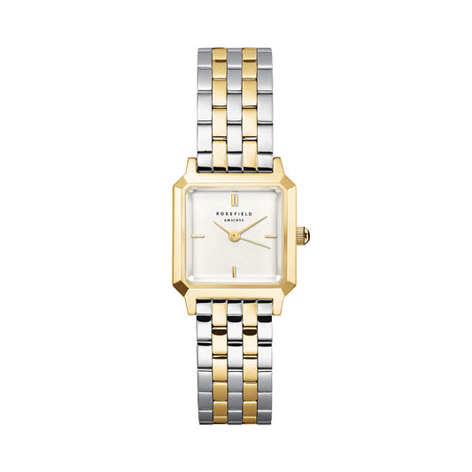 Rosefield The Boxelle Duotone, White Dial Steel Strap - BWDSG-B03