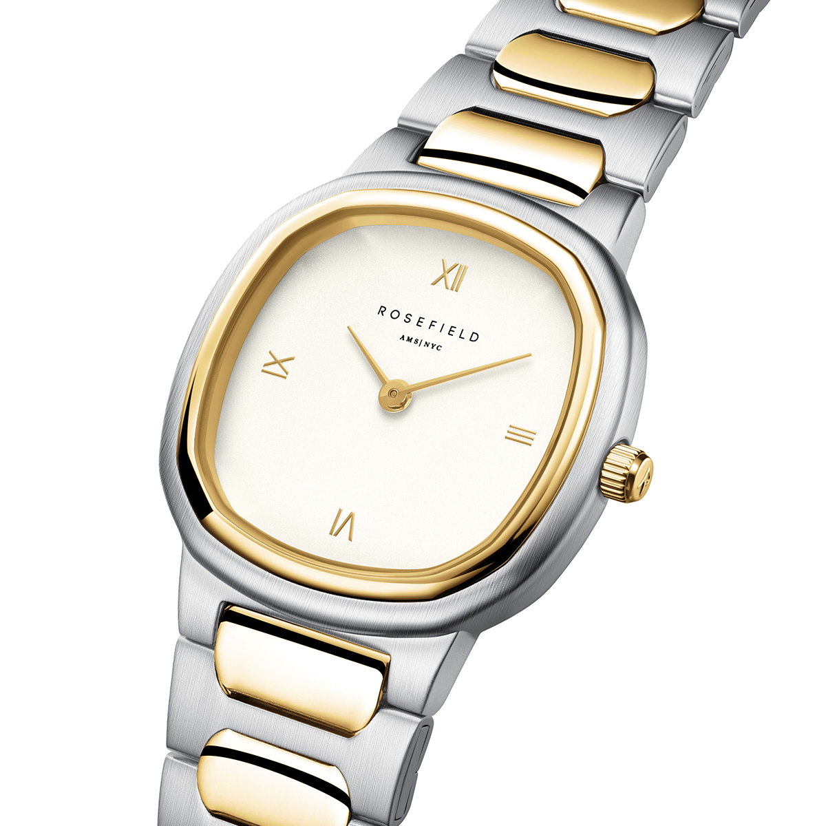 Rosefield Gaia Roman Indexes Gold / Cilinder Steel Strap Duotone - ORCDSD-OR03
