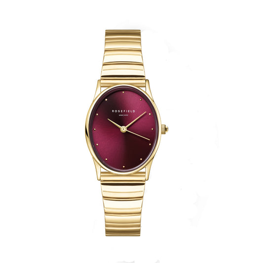 Rosefield Oval Burgundy Half-moon Steel Gold - OVGSG-OV15