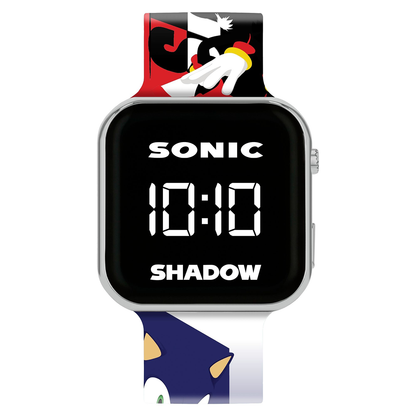 Sonic and Shadow the Hedgehog LED Display Watch with Silicone Character Strap for Kids - SNC4500M
