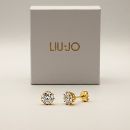 Liu Jo Gold Crystal Studs & Signature Gold Necklace