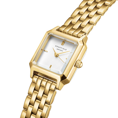 Rosefield The Boxelle White Dial Gold Steel - BWGSG-B01