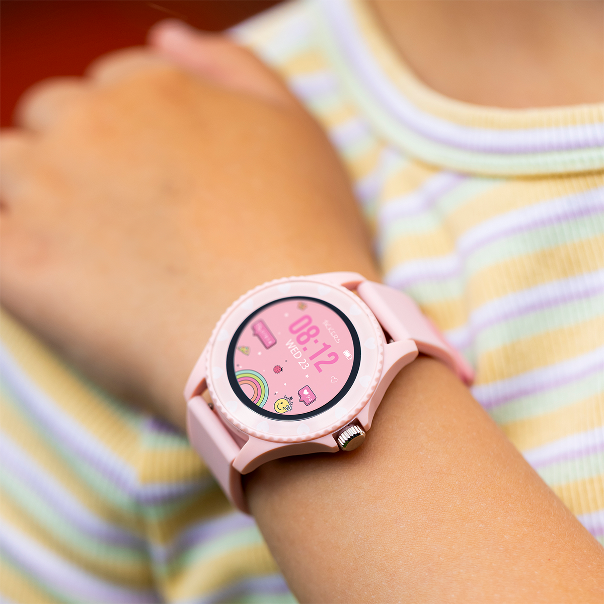 Tikkers Smart Series 34 Pink Silicone Strap Smart Watch - TKS34-0022