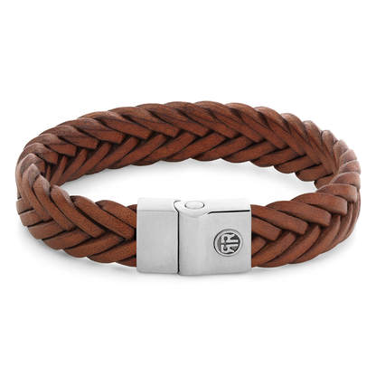 Full Metal Premium Braided Cognac Bracelet - RR-M0053-S