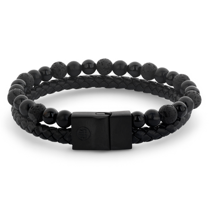 Full Metal Combo Black Rocks Bracelet - RR-M0057-B