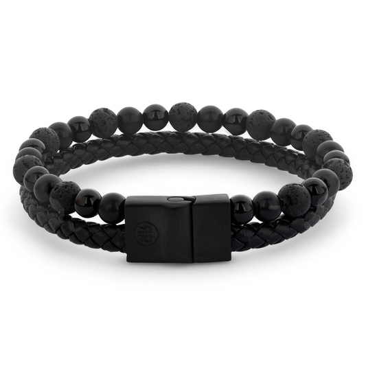 Full Metal Combo Black Rocks Bracelet - RR-M0057-B