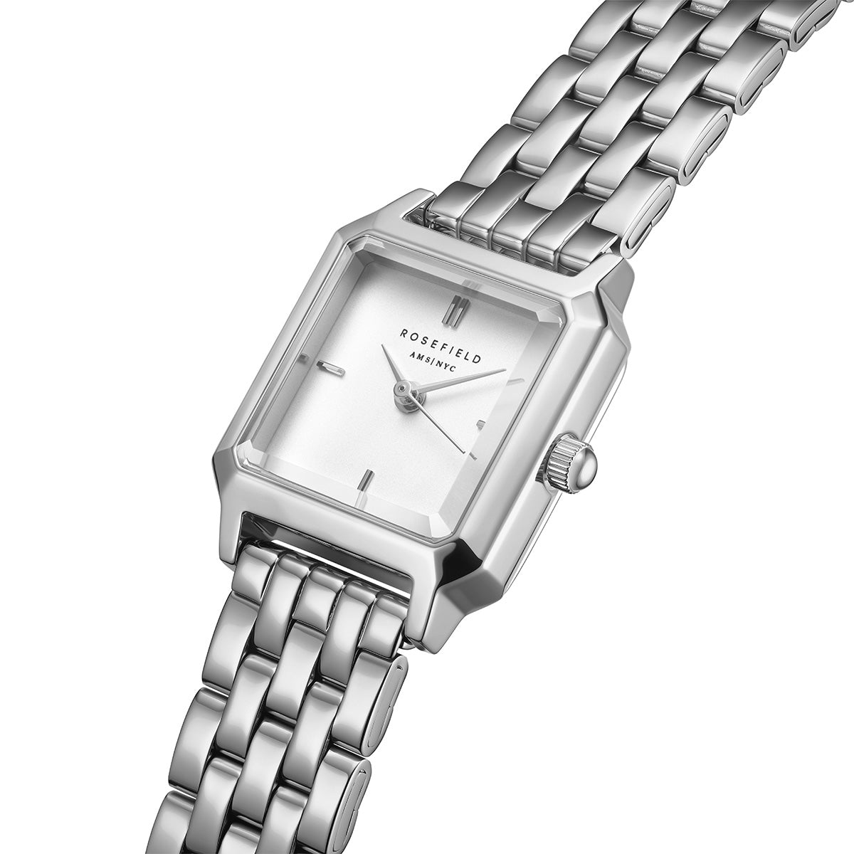 Rosefield The Boxelle White dial Silver Steel Strap - BWSSS-B02