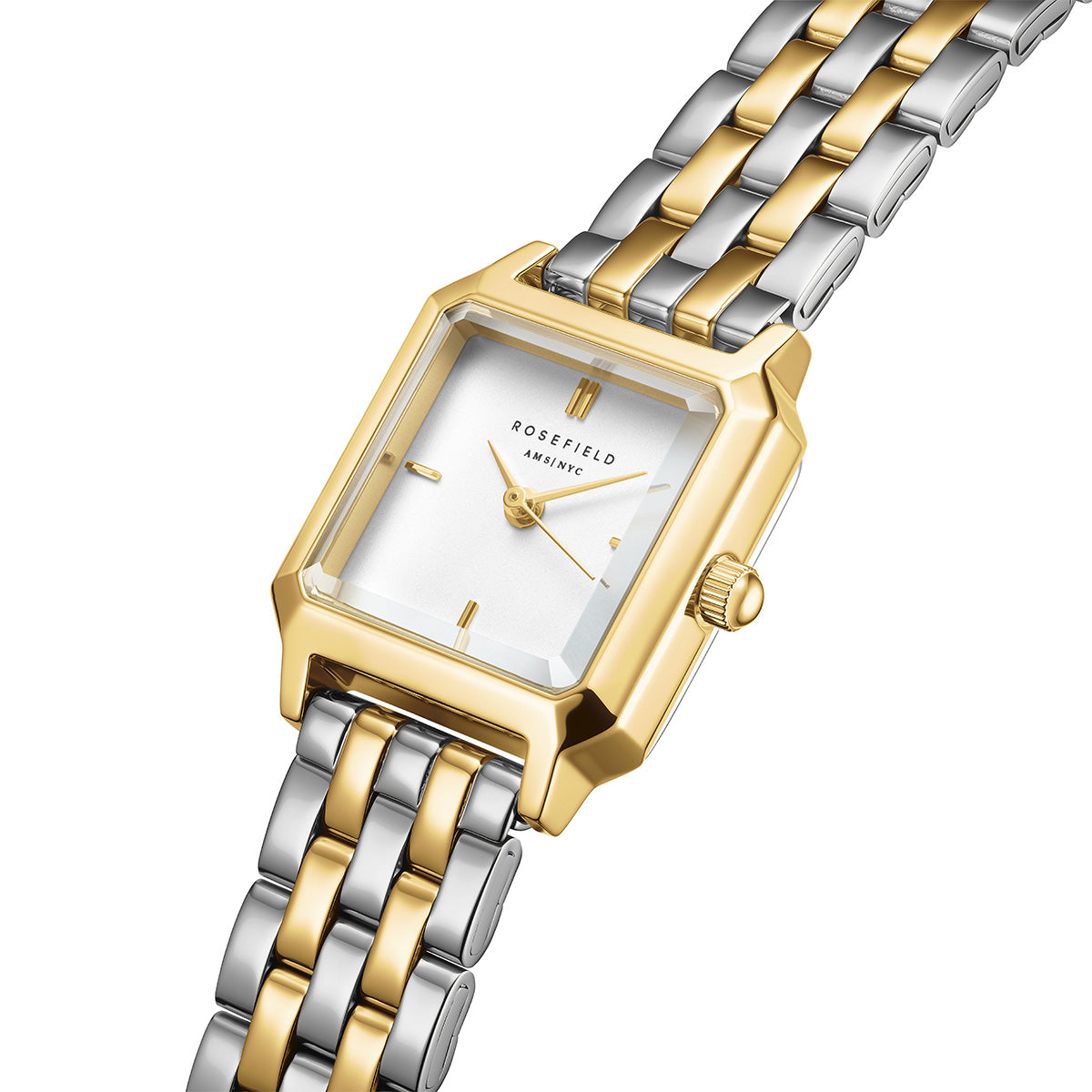 Rosefield The Boxelle Duotone, White Dial Steel Strap - BWDSG-B03