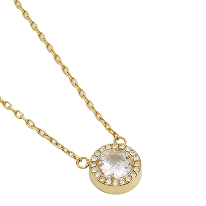 Liu Jo Gold Crystal Studs & Signature Gold Necklace