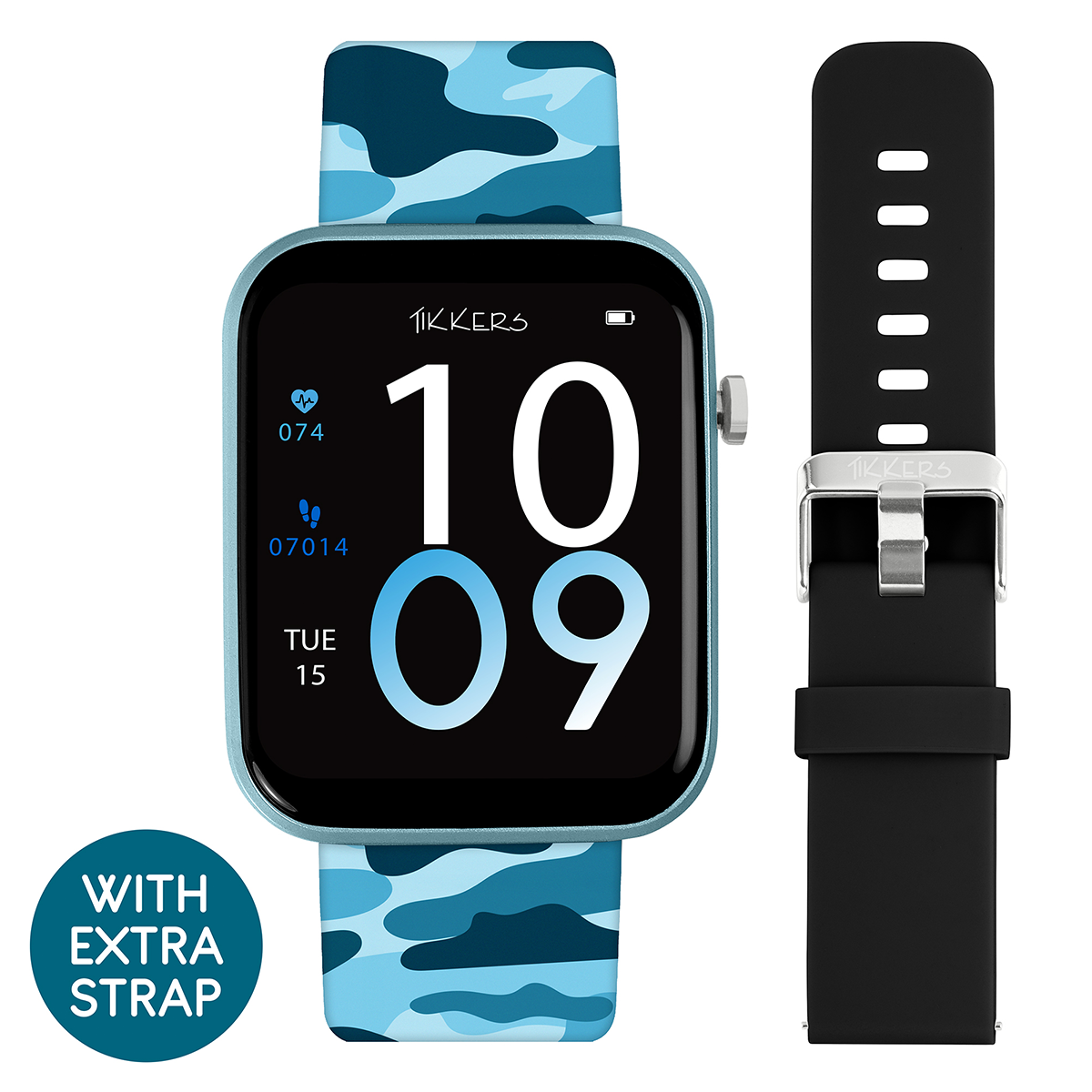 Tikkers Smart Series 13 - Printed Blue Camo Smart Watch & Interchangeable Strap TKS13-0035-SET - TKS13-0035-SET