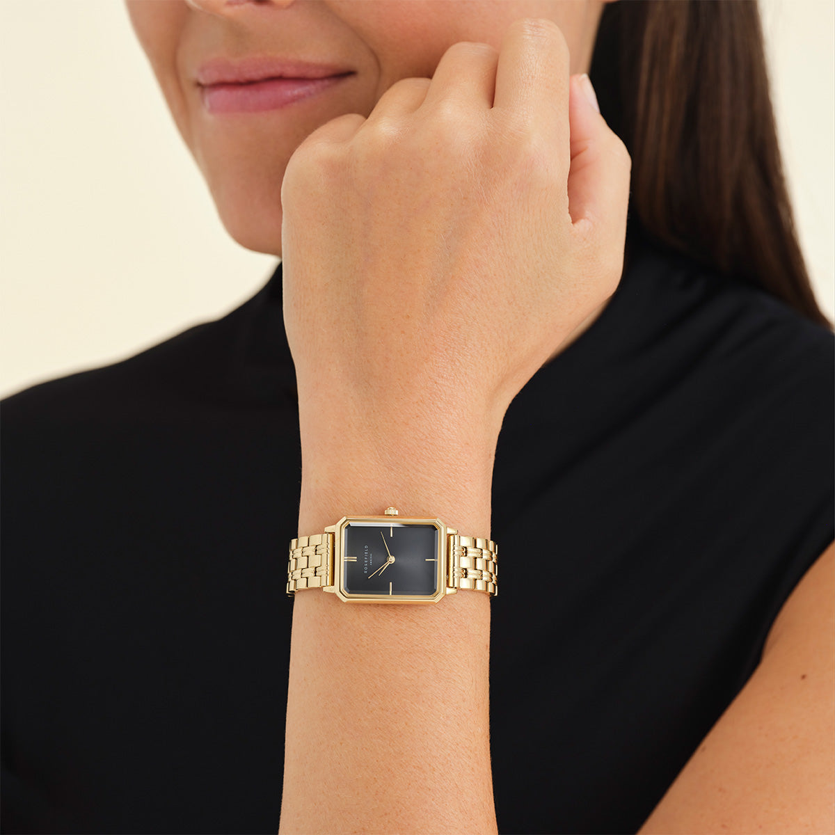 Rosefield Octagon Black Sunray Steel Gold - OBSSG-O47