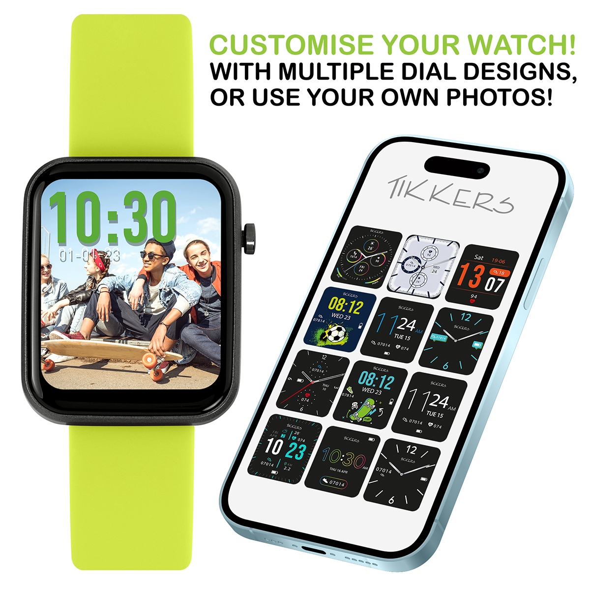Tikkers Smart Series 13 Green Silicone Strap Smart Watch - TKS13-0026