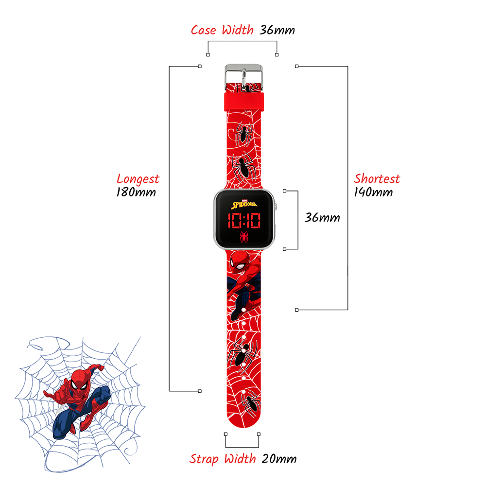Marvel Spiderman Red LED Watch & Sonic the Hedgehog Blue LED Watch