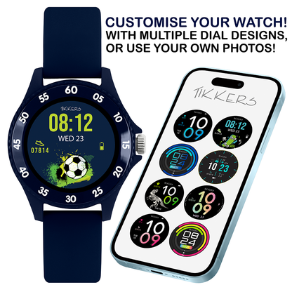 Tikkers Smart Series 34 Navy Silicone Strap Smart Watch - TKS34-0021