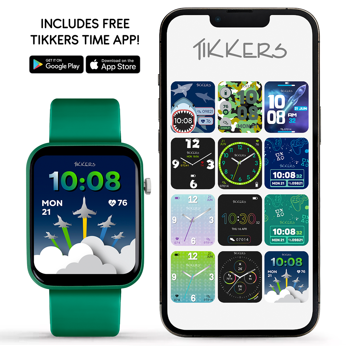 Tikkers Kids Series13 Smart Green Interchangeable Strap Watch  - TKS13-0030-SET