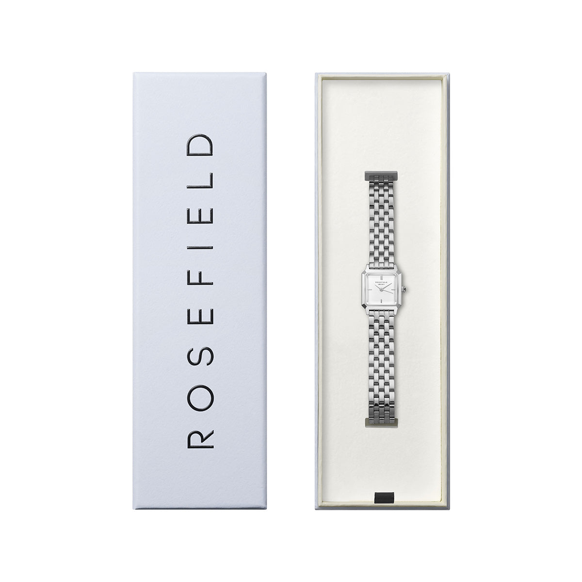Rosefield The Boxelle White dial Silver Steel Strap - BWSSS-B02
