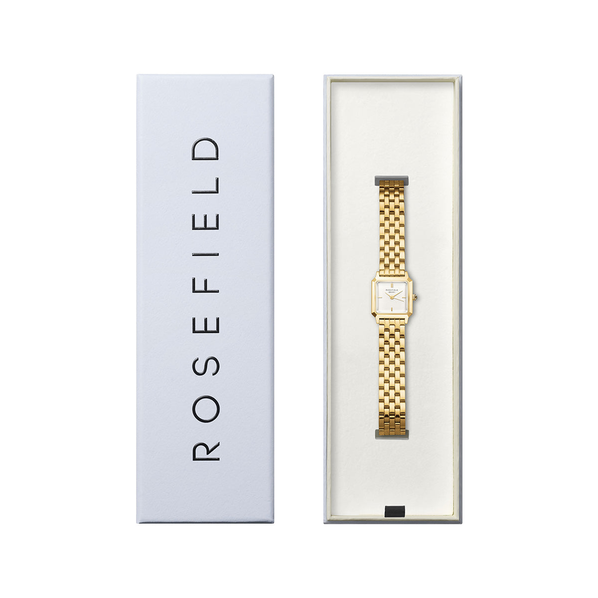 Rosefield The Boxelle White Dial Gold Steel - BWGSG-B01