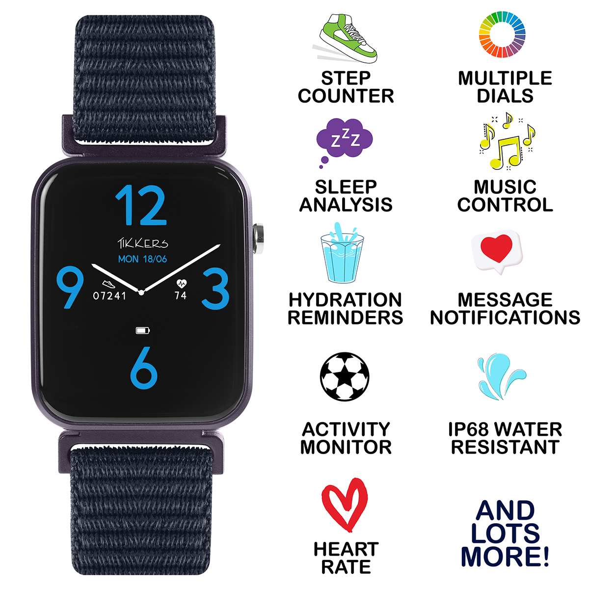 Tikkers Smart Series 13 Navy Riptape Strap Smart watch - TKS13-0024