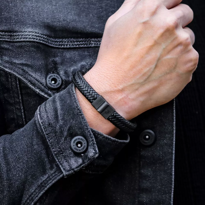 Full Metal Herringbone Black Black Bracelet - RR-M0020-B