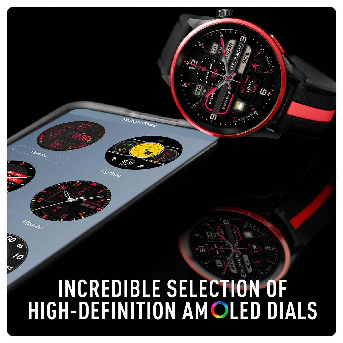 Reflex Active Venture R 400 AMOLED GPS Black and Red Smart Calling Watch - RA54-2236
