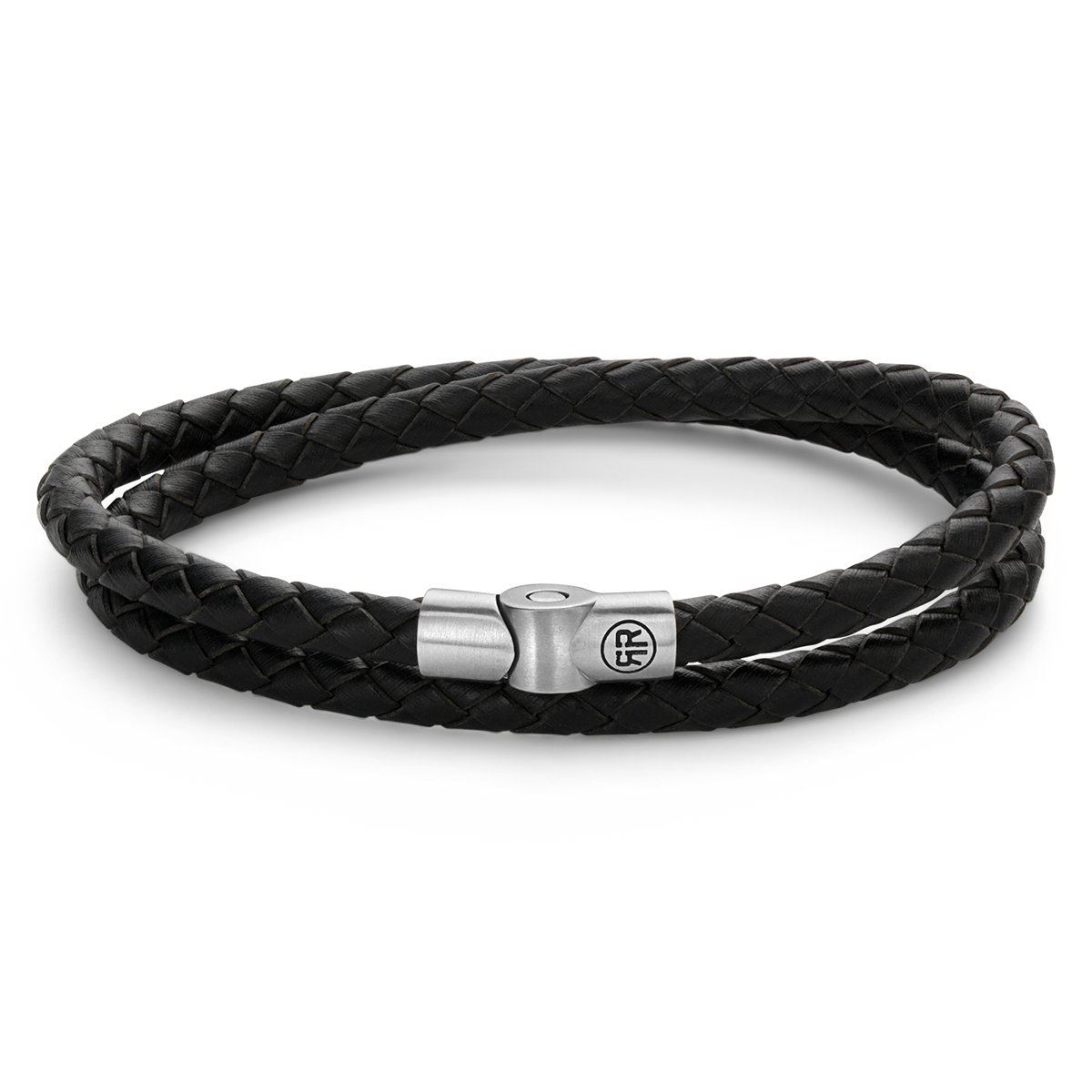 Full Metal Double Round Black Bracelet - RR-M0038-S