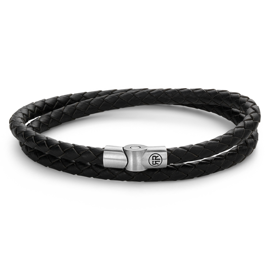 Full Metal Double Round Black Bracelet - RR-M0038-S