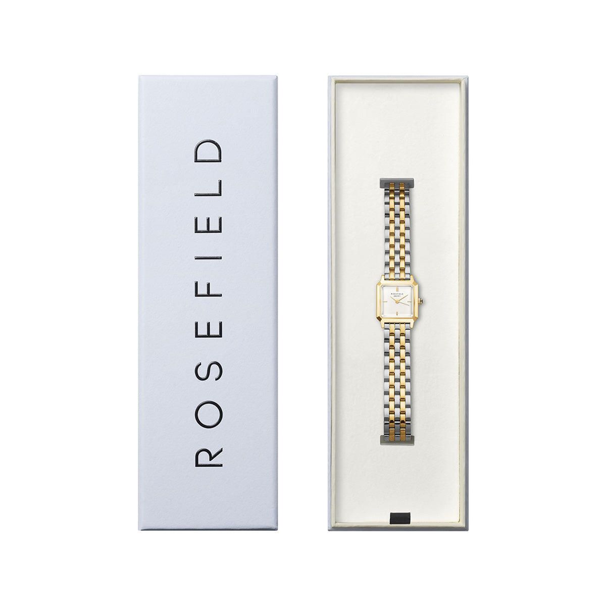 Rosefield The Boxelle Duotone, White Dial Steel Strap - BWDSG-B03