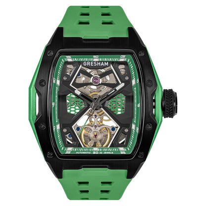 Gresham GI Special Edition Stainless Steel Tonnaeu Case Black and Green Watch - G1-0001-GRN