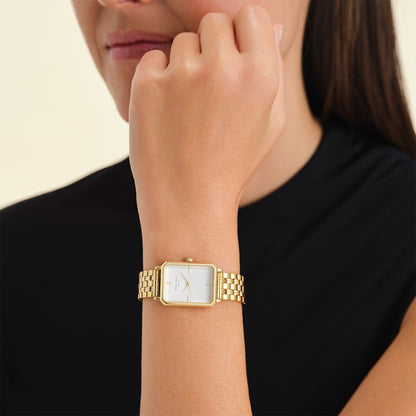 Rosefield Octagon White  Sunray  Steel Gold - OCWSG-O40